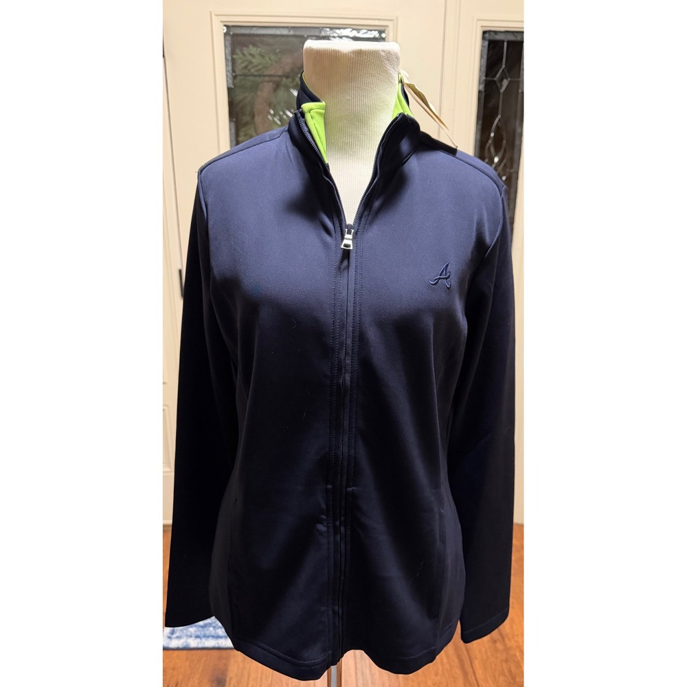 EP Pro Tour Tech Atlanta Braves Navy Blue Full Zip Golf Jacket Womens Small NWT